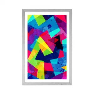 Plagát s paspartou geometrický vzor s grunge efektom