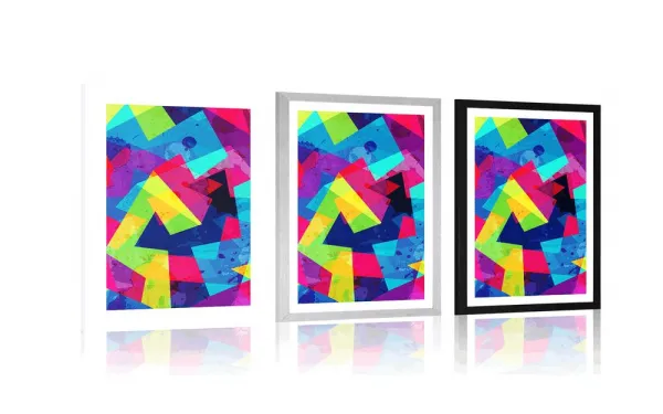 Plagát s paspartou geometrický vzor s grunge efektom