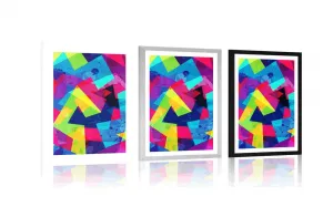 Plagát s paspartou geometrický vzor s grunge efektom