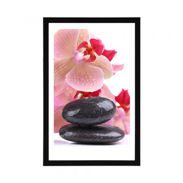 Plagát s paspartou SPA kamene a orchidea