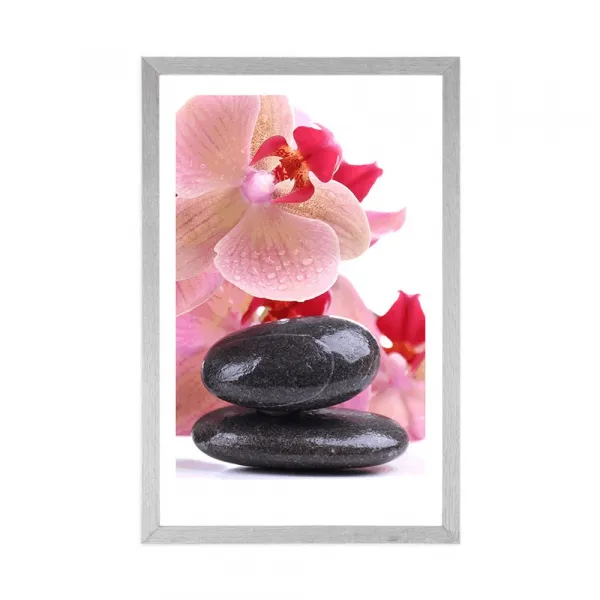 Plagát s paspartou SPA kamene a orchidea