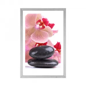 Plagát s paspartou SPA kamene a orchidea
