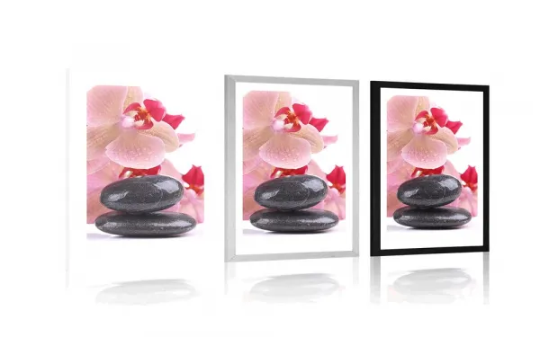 Plagát s paspartou SPA kamene a orchidea