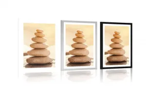 Plagát s paspartou stabilná pyramída z kameňov