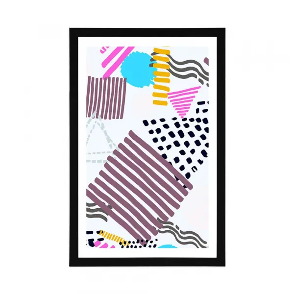 Plagát s paspartou Memphis vzor v pop-art štýle