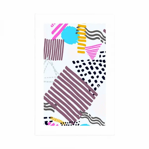 Plagát s paspartou Memphis vzor v pop-art štýle