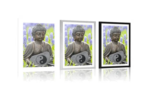 Plagát s paspartou jin a jang Budha