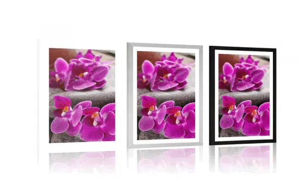 Plagát s paspartou nádherná orchidea a Zen kamene