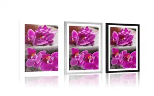 Plagát s paspartou nádherná orchidea a Zen kamene