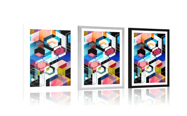 Plagát s paspartou abstraktná geometria