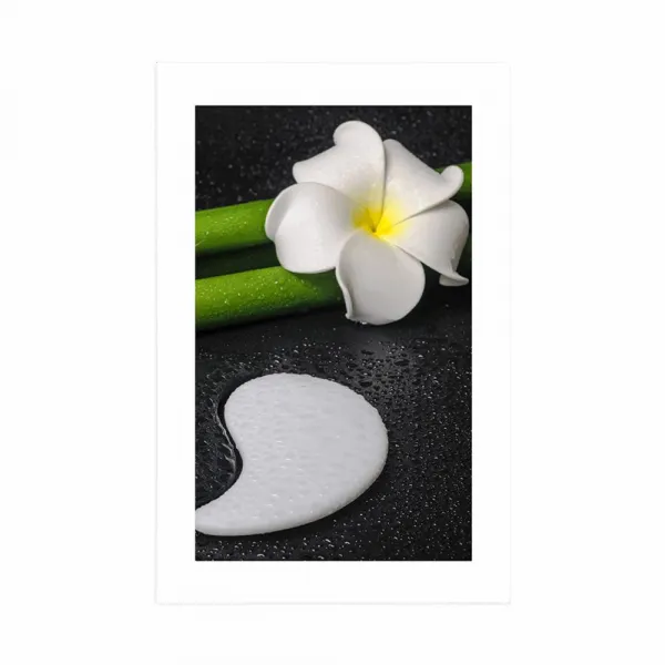 Plagát s paspartou Spa zátišie so symbolom Jin a Jang