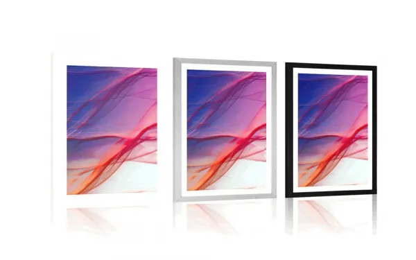 Plagát s paspartou abstraktné vlnky plné farieb