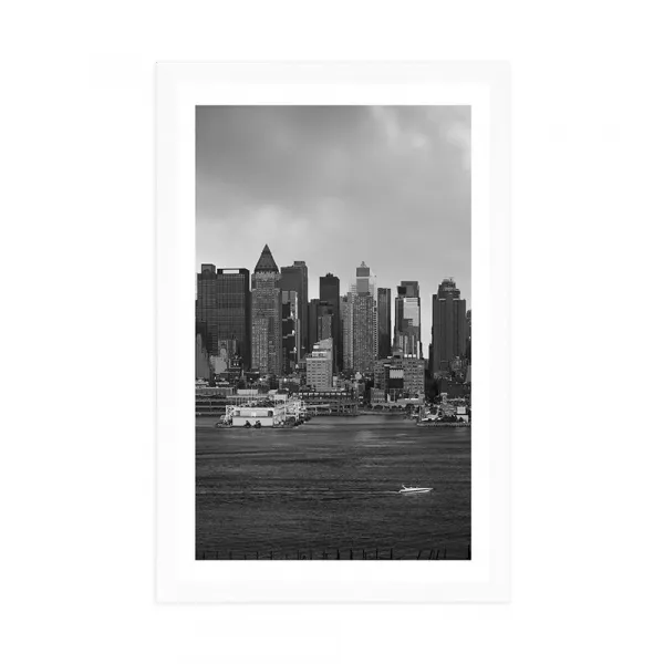Plagát s paspartou jedinečný New York v čiernobielom prevedení