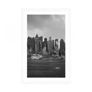 Plagát s paspartou jedinečný New York v čiernobielom prevedení