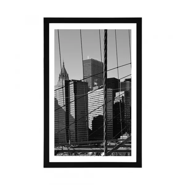 Plagát s paspartou Manhattan v čiernobielom prevedení