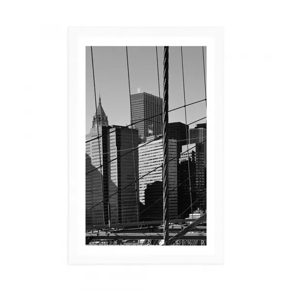 Plagát s paspartou Manhattan v čiernobielom prevedení