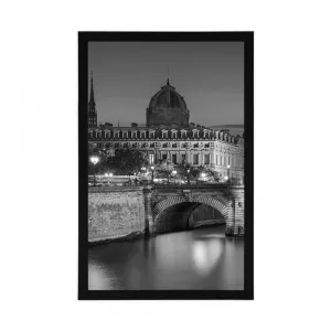 Plagát oslňujúca panoráma Paríža v čiernobielom prevedení