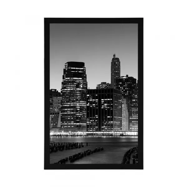 Plagát nočný New York v čiernobielom prevedení
