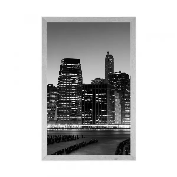 Plagát nočný New York v čiernobielom prevedení