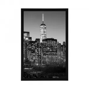 Plagát centrum New Yorku v čiernobielom prevedení