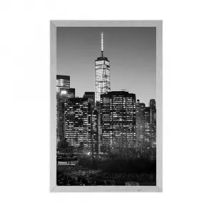 Plagát centrum New Yorku v čiernobielom prevedení