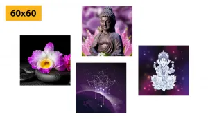 Set obrazov Feng Shui vo fialovom prevedení