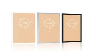 Plagát s nápisom Love v minimalistickom prevedení