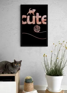 Plagát mačka s klbkom a nápisom Cute