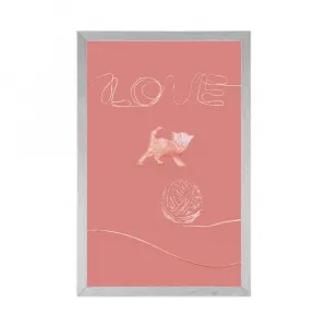 Plagát mačička s klbkom a nápisom Love
