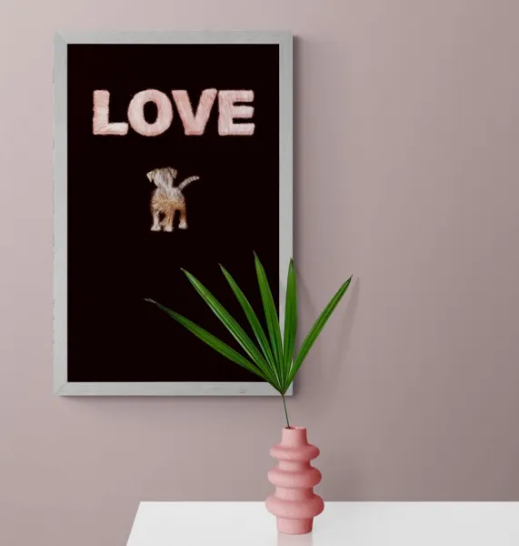 Plagát psík s nápisom Love