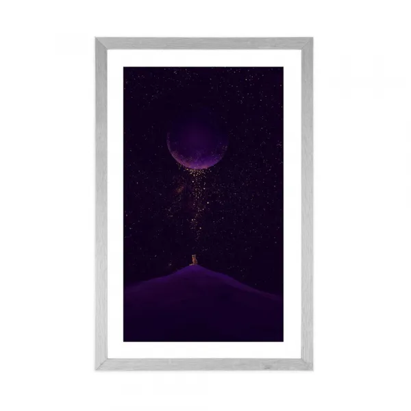 Plagát s paspartou fialová magická planéta