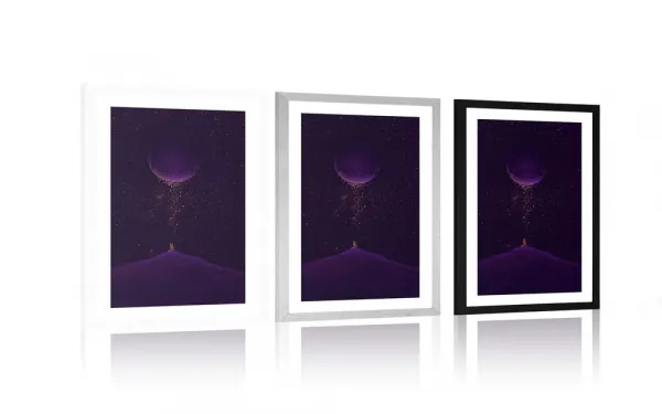 Plagát s paspartou fialová magická planéta