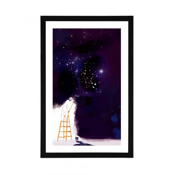 Plagát s paspartou maliar galaxie