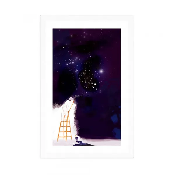 Plagát s paspartou maliar galaxie