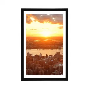 Plagát s paspartou západ slnka nad mestom New York