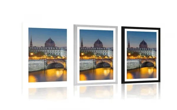 Plagát s paspartou oslňujúca panoráma Paríža