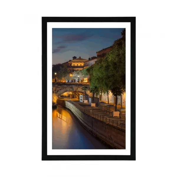 Plagát s paspartou nábrežie Paríža