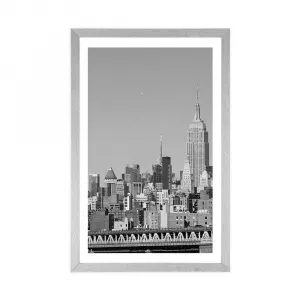 Plagát s paspartou magický New York v čiernobielom prevedení