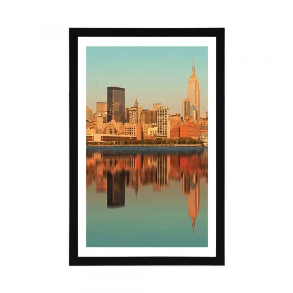 Plagát s paspartou očarujúci New York v odraze vo vode