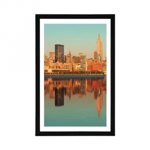 Plagát s paspartou očarujúci New York v odraze vo vode