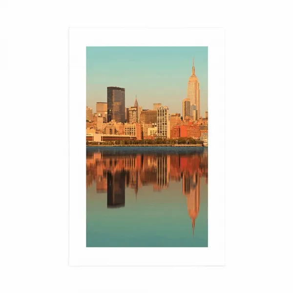 Plagát s paspartou očarujúci New York v odraze vo vode