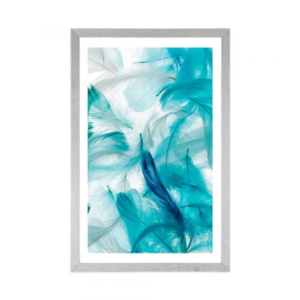 Plagát s paspartou zelené pierka