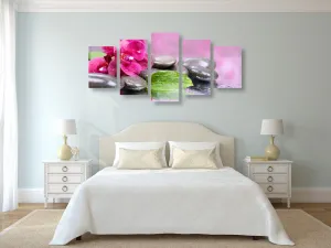 5-dielny obraz orchidea s nádychom relaxu
