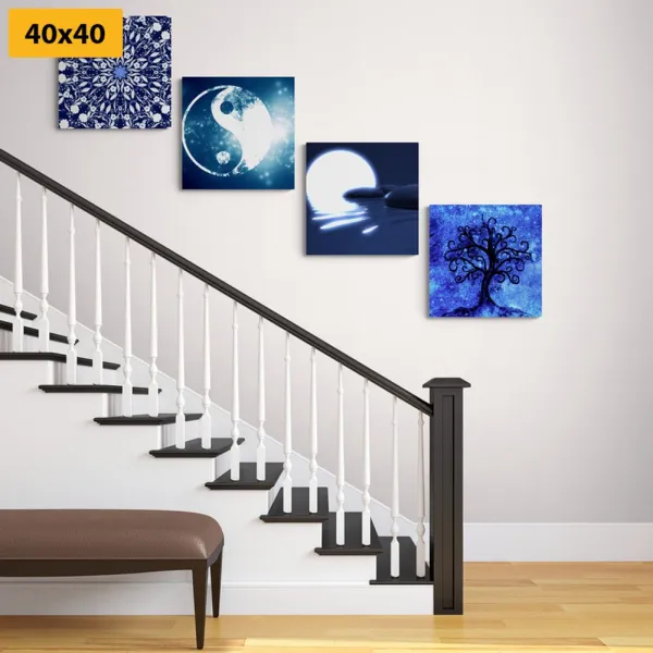 Set obrazov Feng Shui v modrom prevedení