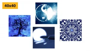 Set obrazov Feng Shui v modrom prevedení