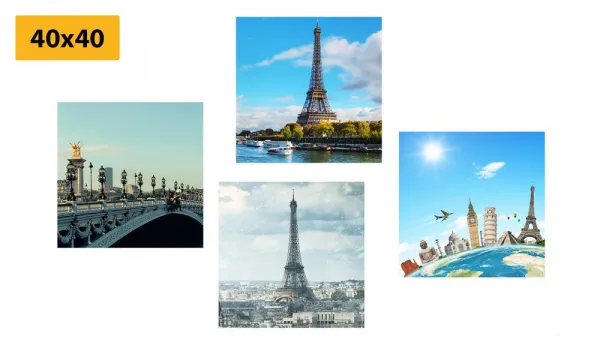 Set obrazov výhľad na Eiffelovu vežu v Paríži