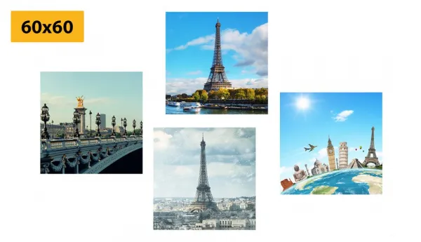 Set obrazov výhľad na Eiffelovu vežu v Paríži