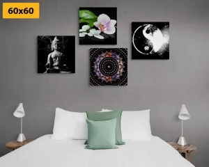 Set obrazov Feng Shui na čiernom pozadí