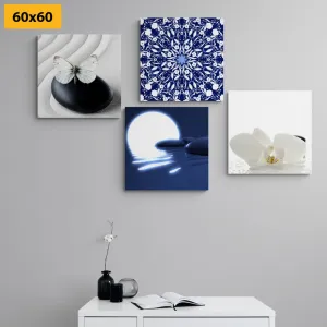 Set obrazov Feng Shui v bielo-modrom prevedení