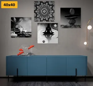 Set obrazov harmónia Feng Shui v čiernobielom prevedení